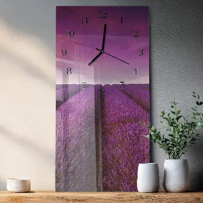 Relógio de vidro vertical Campo de lavanda