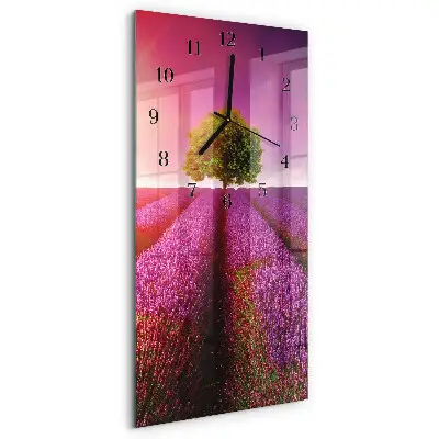 Relógio de vidro vertical Árvore de lavanda