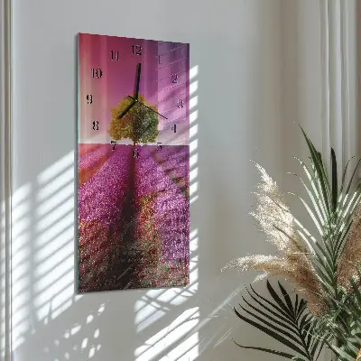 Relógio de vidro vertical Árvore de lavanda