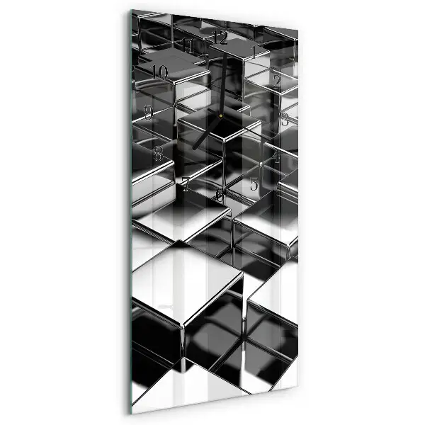 Relógio de vidro vertical Cubos de metal