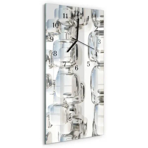 Relógio de vidro vertical cubo 3D
