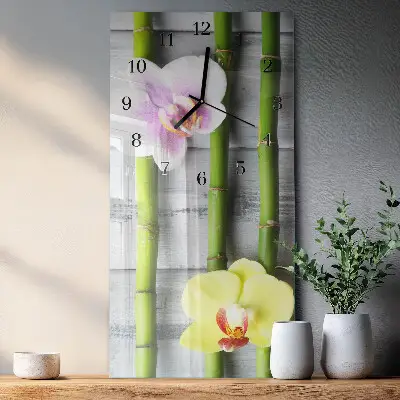 Relógio de parede retangular Bambu orquídea