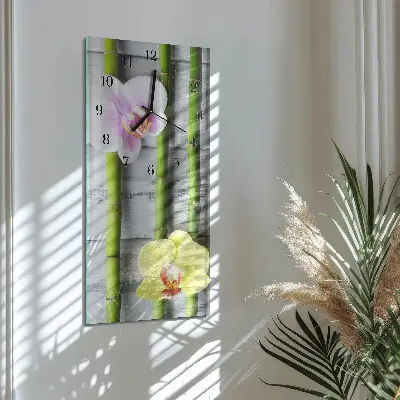 Relógio de parede retangular Bambu orquídea