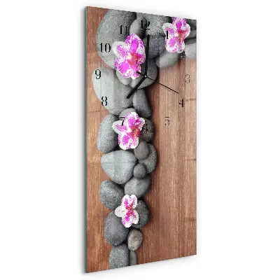 Relógio de vidro vertical Pedras de orquídea