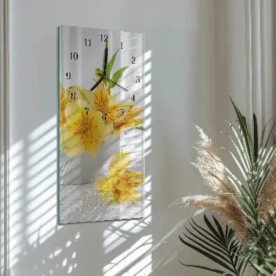 Relógio de vidro vertical Flores amarelas