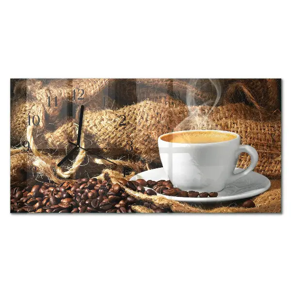 Relógio de vidro horizontal Grãos de café