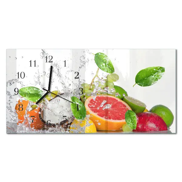 Relógio de vidro horizontal Fruta submersa