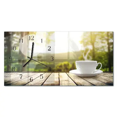 Relógio retangular Uma xícara de café
