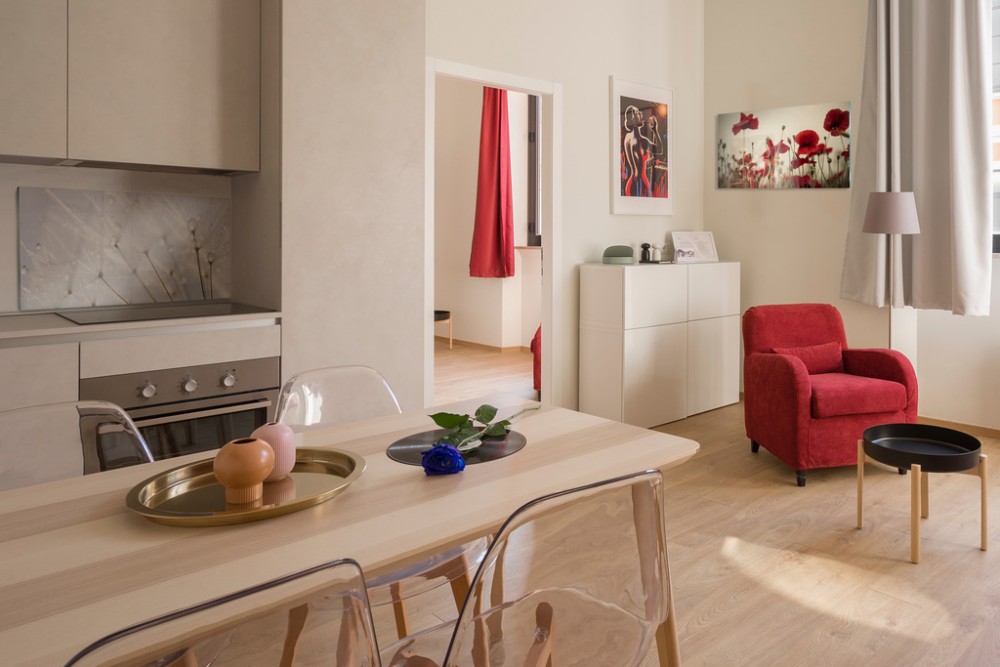 mobiliar a sala com cozinha