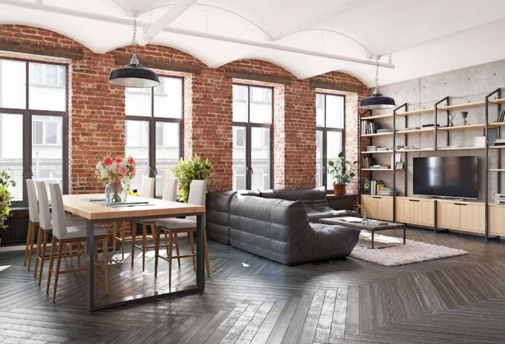 Sala de estar em estilo loft